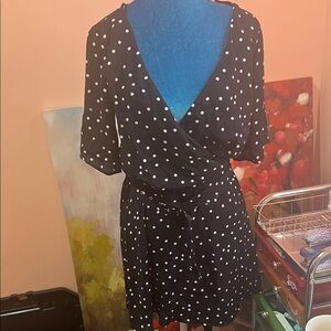 Francesca's Collections Black and White Polka Dot Mini Dress